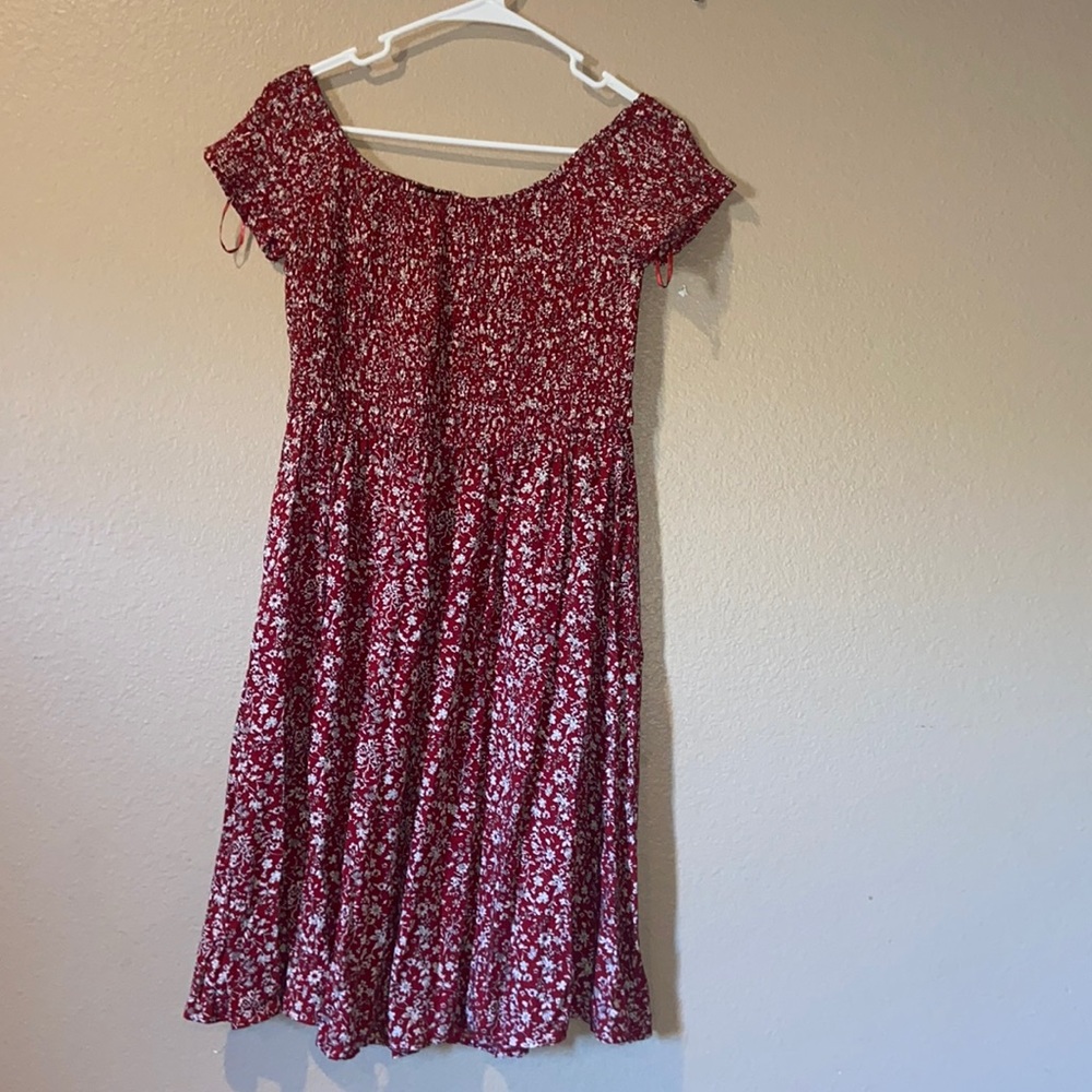 Red floral dress